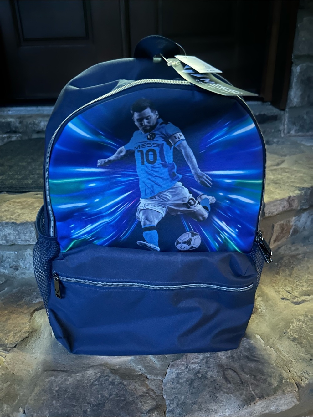 Messi Collection Blue Soccer Backpack School Book Bag Youth Sports Travel